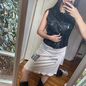 Contrast stitch leather vest